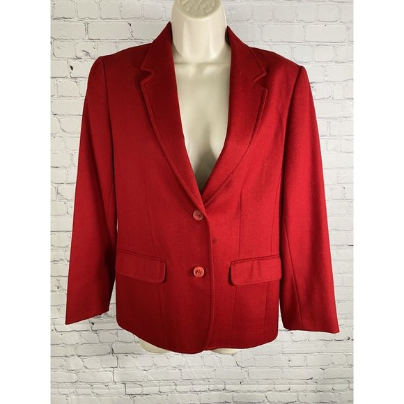 Pendleton Jackets & Blazers - VTG Pendleton Woolen Mills Red 100% Wool Two Button Lined Jacket Blazer Womens 8